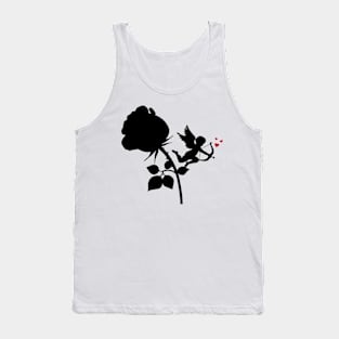 Intense Black and Dark Love Rose Tank Top